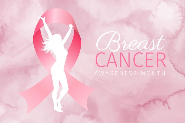 Ilustracja miesiąca świadomości raka piersi w akwareli