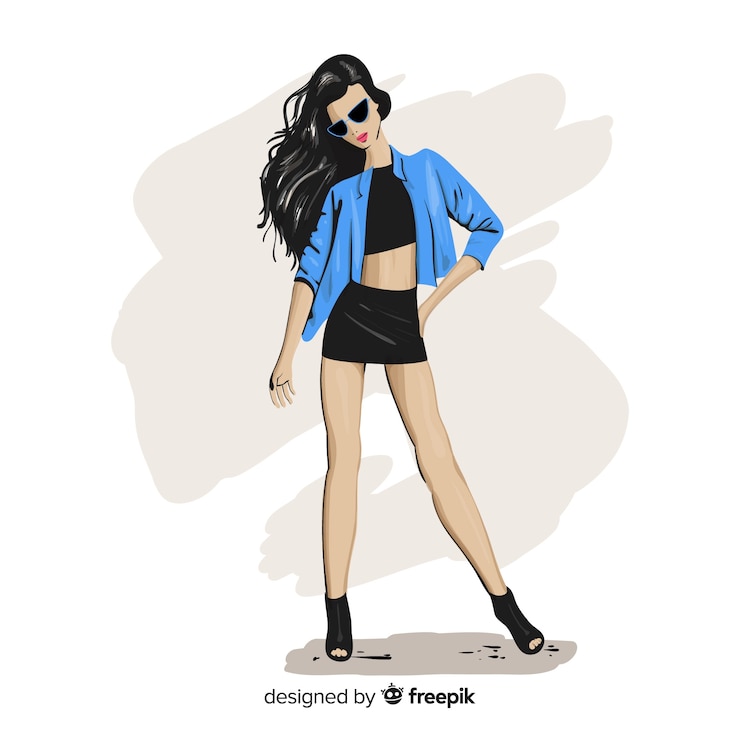 Bezpłatny plik Wektor ilustracja moda z modelki
