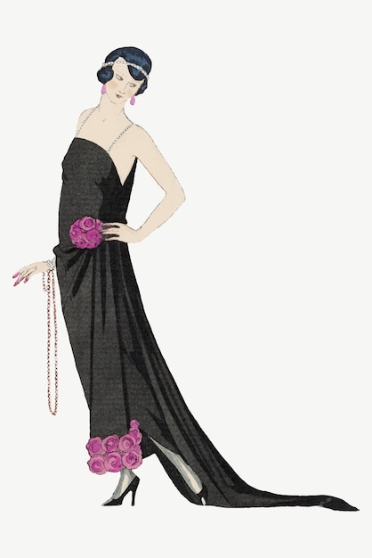 Bezpłatny wektor ilustracja mody kobiecej w stylu vintage
