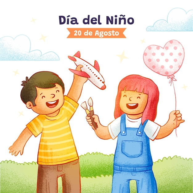 Bezpłatny wektor ilustracja na obchody dnia dziecka w języku hiszpańskim