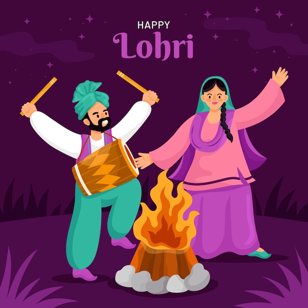 Bezpłatny wektor ilustracja na świętowanie festiwalu lohri
