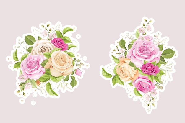 Bezpłatny wektor ilustracja naklejki akwarela róże kwiatowy bukiet