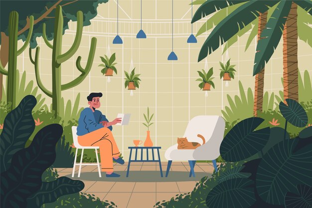 Ilustracja ogród botaniczny Płaska konstrukcja