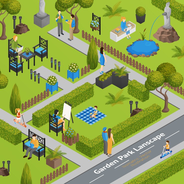 Bezpłatny plik Wektor ilustracja ogród park krajobrazowy