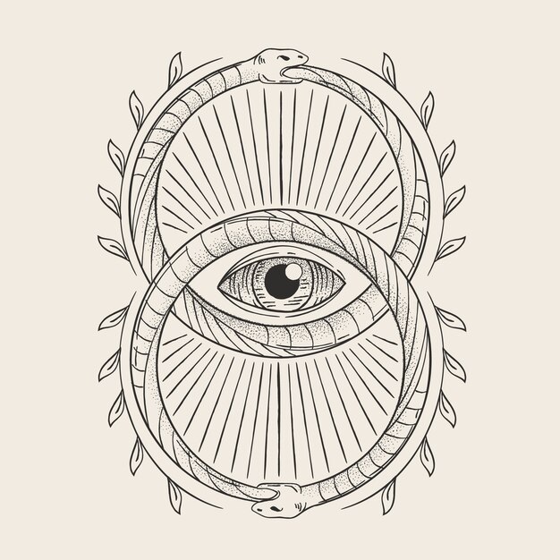 Ilustracja Ouroboros Płaska konstrukcja