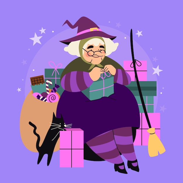 Ilustracja płaska befana