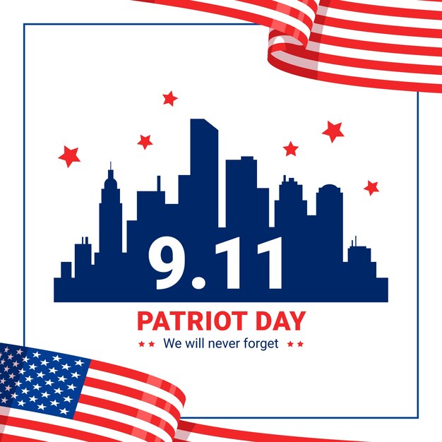 Ilustracja płaska na uroczystość Dnia Patriotyzmu 11 września