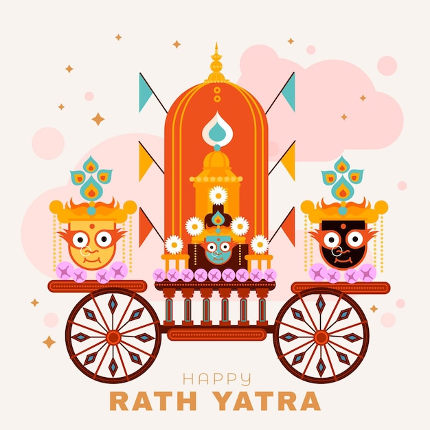 Bezpłatny wektor ilustracja płaska rath yatra