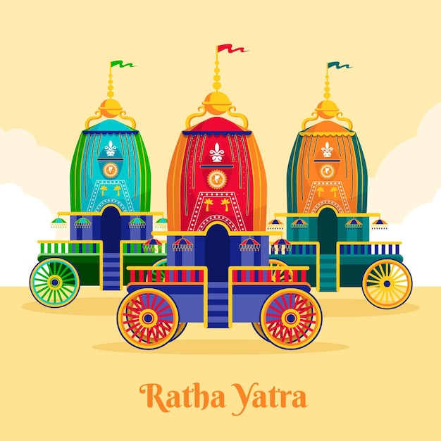 Bezpłatny wektor ilustracja płaska rath yatra