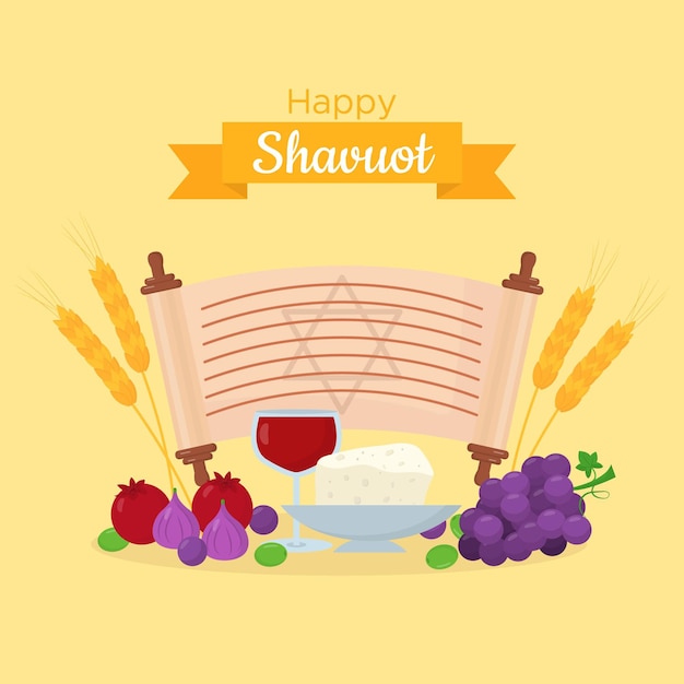 Bezpłatny wektor ilustracja płaska shavuot