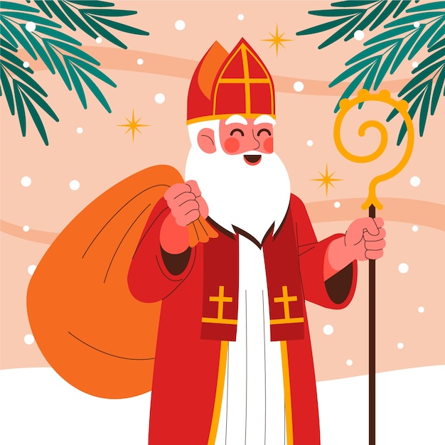 Bezpłatny wektor ilustracja płaska sinterklaas