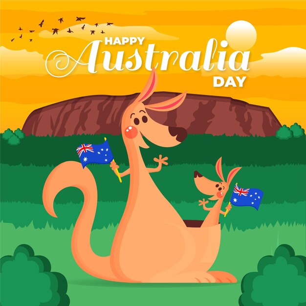 Ilustracja płaski dzień australii