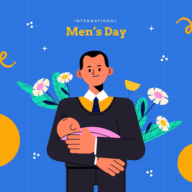 Bezpłatny wektor ilustracja płaski międzynarodowy dzień mężczyzn