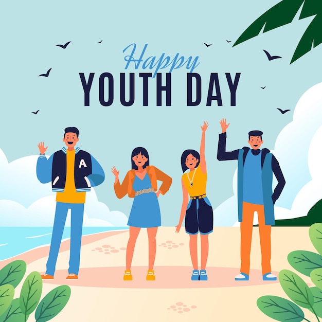 Ilustracja Płaski Międzynarodowy Dzień Młodzieży Youth