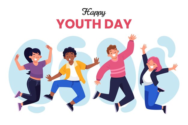 Ilustracja płaski międzynarodowy dzień młodzieży youth
