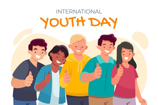 Ilustracja płaski międzynarodowy dzień młodzieży youth