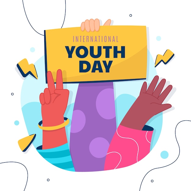Ilustracja płaski międzynarodowy dzień młodzieży youth