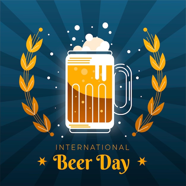 Bezpłatny wektor ilustracja płaski międzynarodowy dzień piwa day