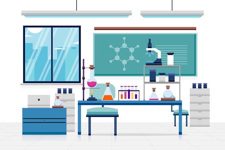 Bezpłatny plik Wektor ilustracja płaski pokój laboratoryjny