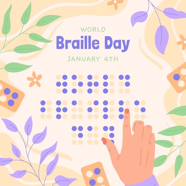 Ilustracja Płaski światowy Dzień Braille'a