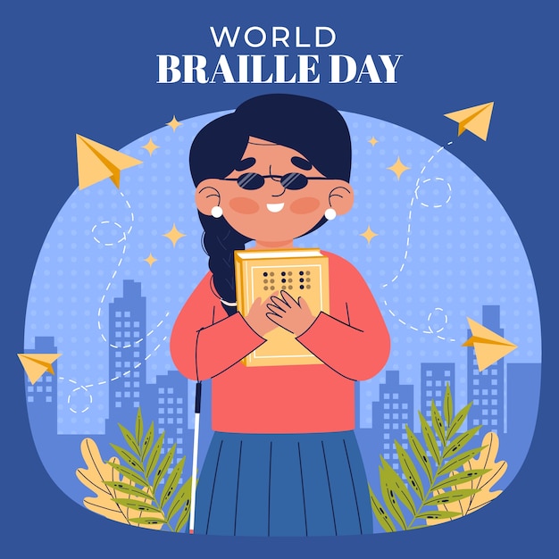 Ilustracja Płaski światowy Dzień Braille'a
