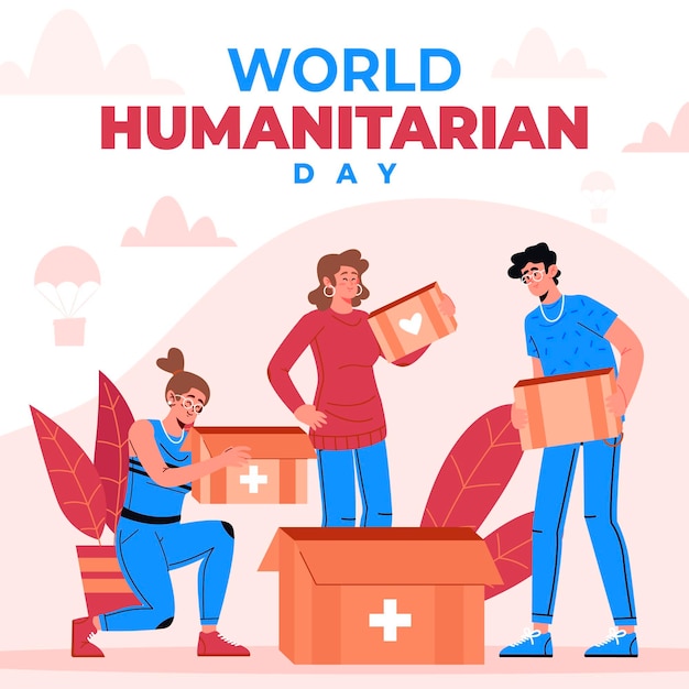 Ilustracja Płaski światowy Dzień Humanitarny