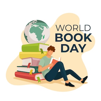 Ilustracja płaski światowy dzień książki
