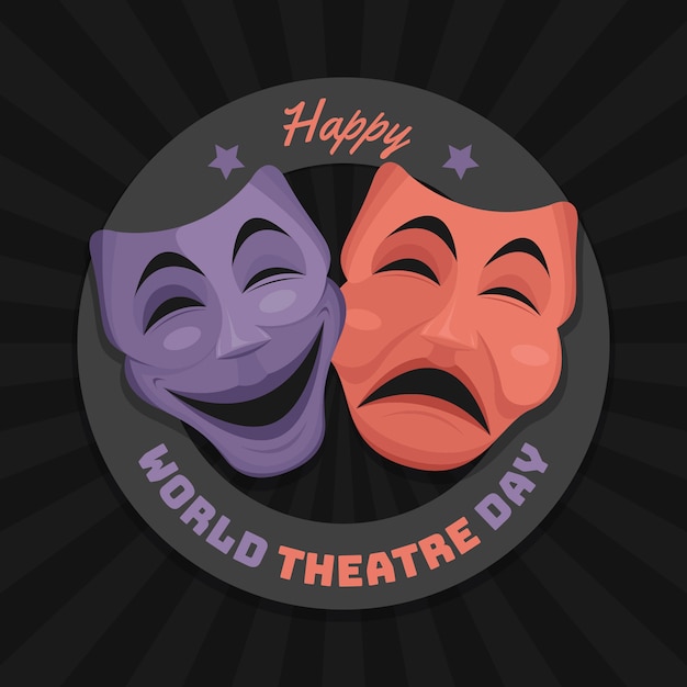 Bezpłatny wektor ilustracja płaski światowy dzień teatru