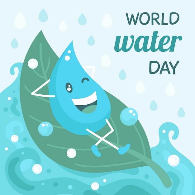 Bezpłatny wektor ilustracja płaski światowy dzień wody