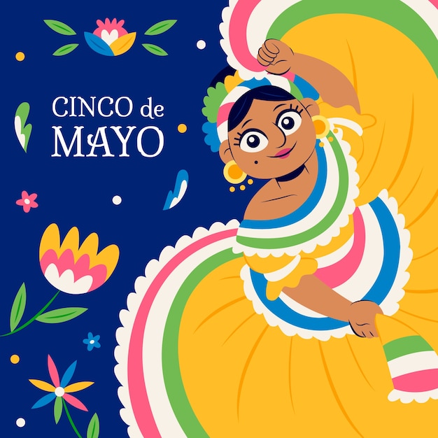 Bezpłatny wektor ilustracja płaskie cinco de mayo