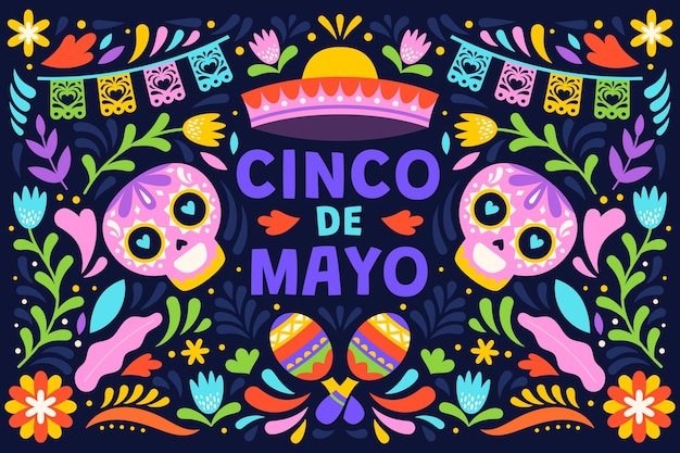 Bezpłatny wektor ilustracja płaskie cinco de mayo