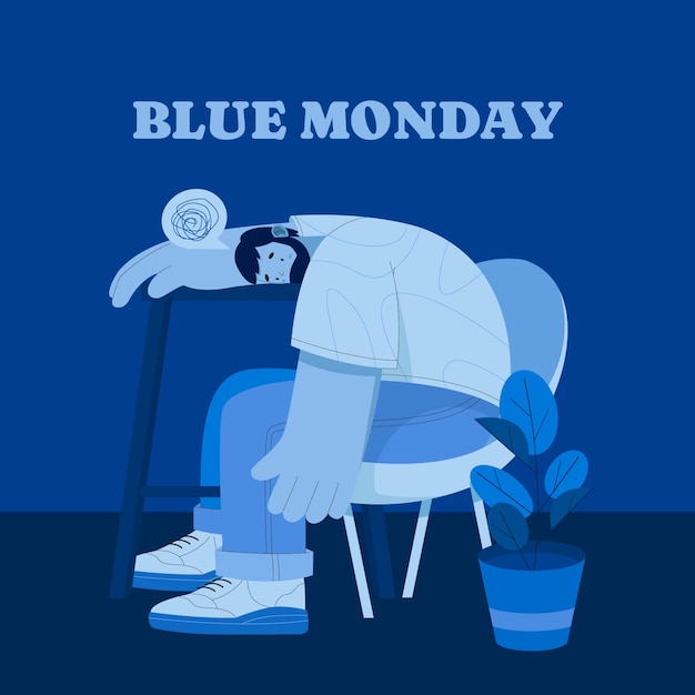 Bezpłatny wektor ilustracja płaskiego niebieskiego poniedziałku