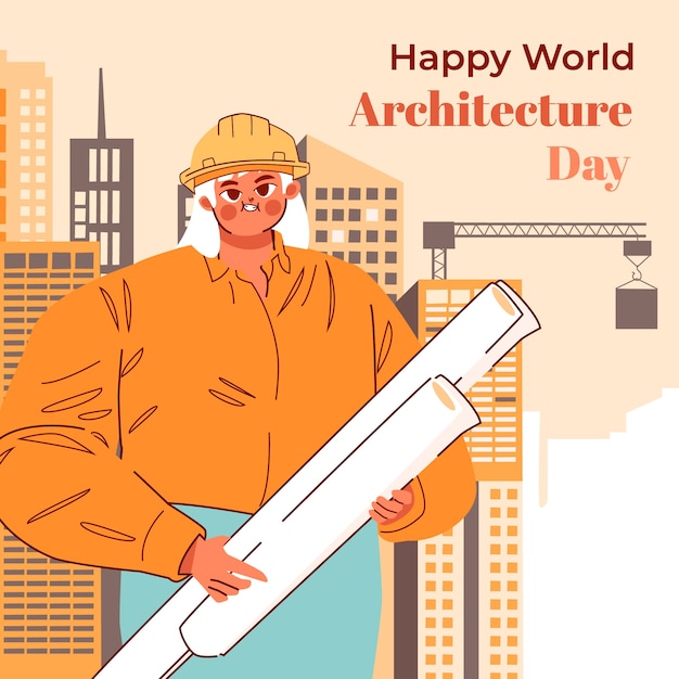 Bezpłatny wektor ilustracja płaskiego światowego dnia architektury