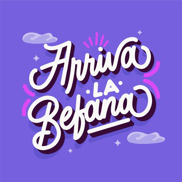 Ilustracja płaskiego tekstu dla befana