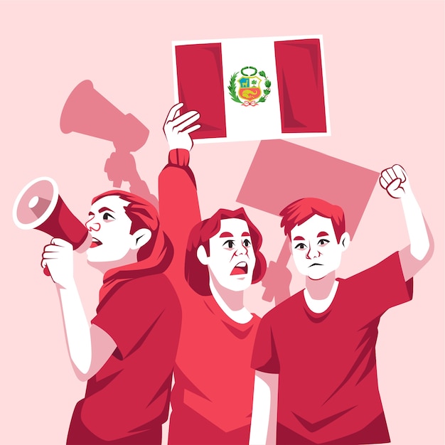 Bezpłatny wektor ilustracja protestów w peru