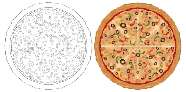 Bezpłatny wektor ilustracja przed i po pizzie