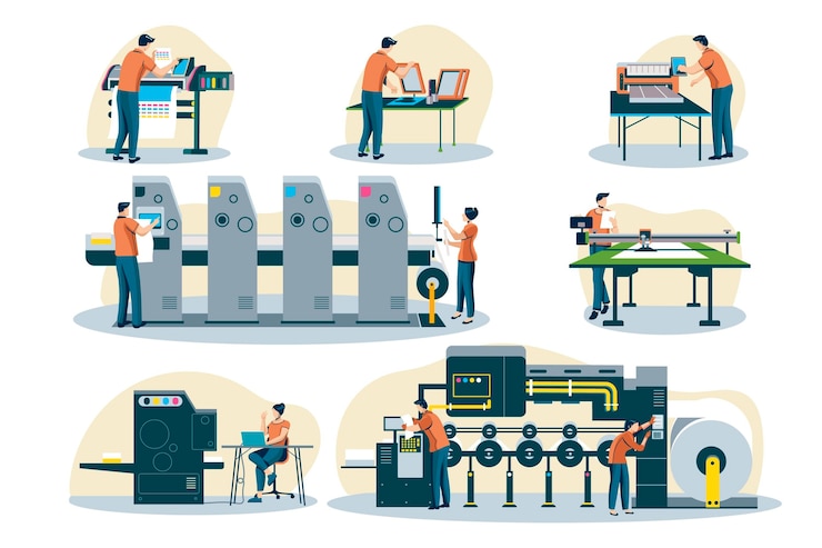 Bezpłatny plik Wektor ilustracja przemysłu druku płaskiego organicznego