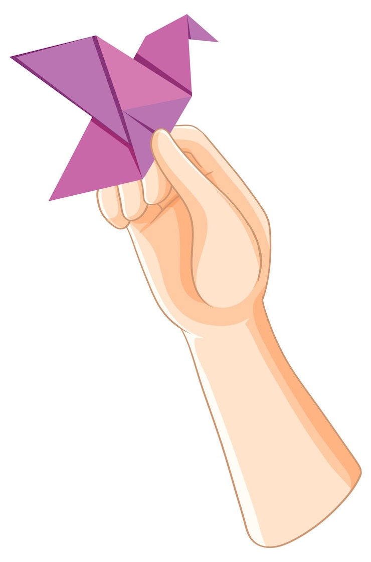 Bezpłatny plik Wektor ilustracja ptaka origami trzymającego rękę