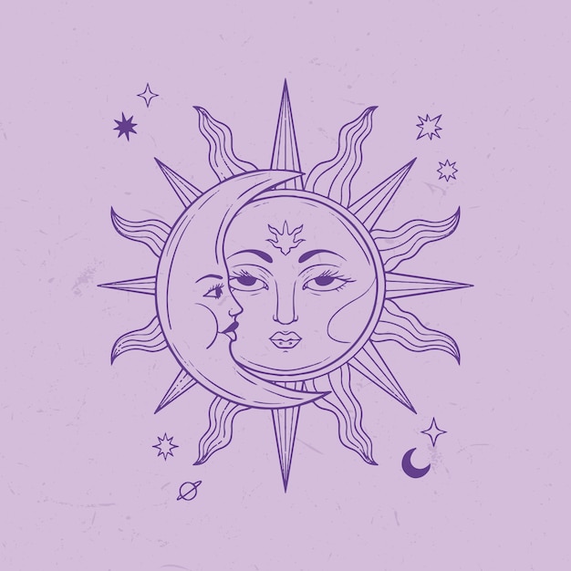 Bezpłatny wektor ilustracja rysunku słońca i księżyca