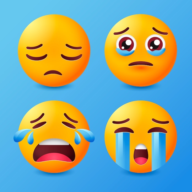 Bezpłatny wektor ilustracja smutnych emoji