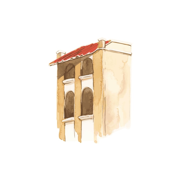 Ilustracja śródziemnomorski miasto budynku koloru wody zewnętrzny styl