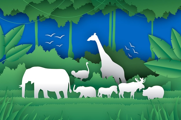 Bezpłatny wektor ilustracja światowego dnia dzikiej przyrody w stylu papieru