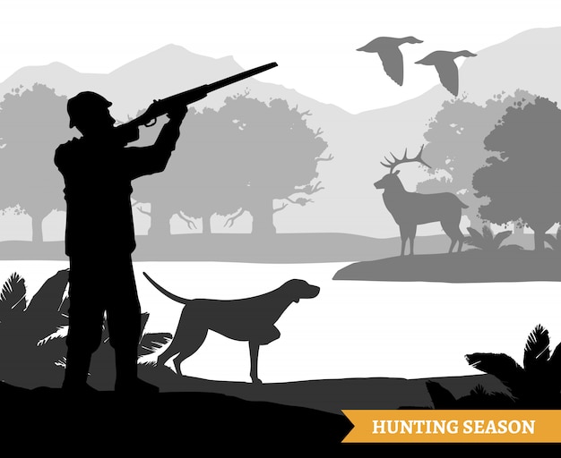 Ilustracja sylwetka polowania
