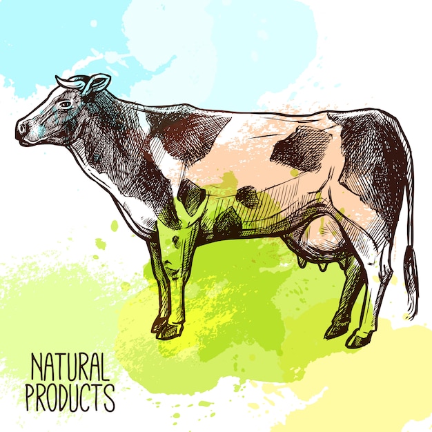 Bezpłatny wektor ilustracja szkic krowy