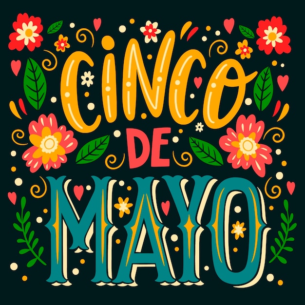 Ilustracja Tekstu Flat Cinco De Mayo