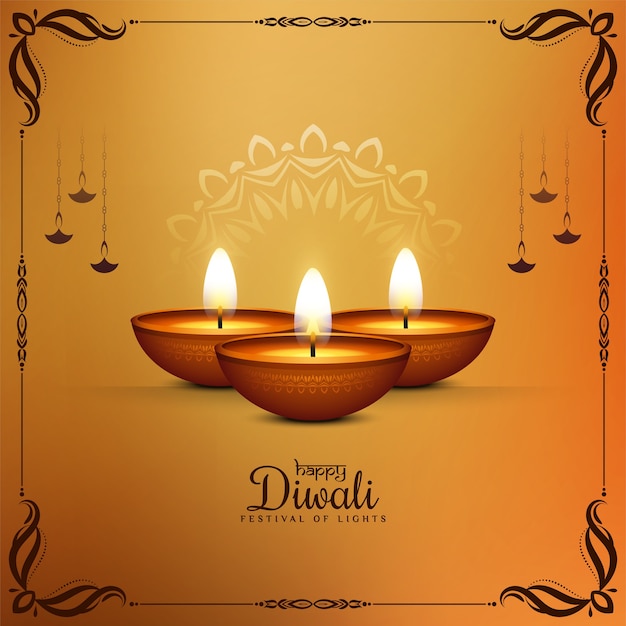 Ilustracja Tła Festiwalu Happy Diwali Z Lampami