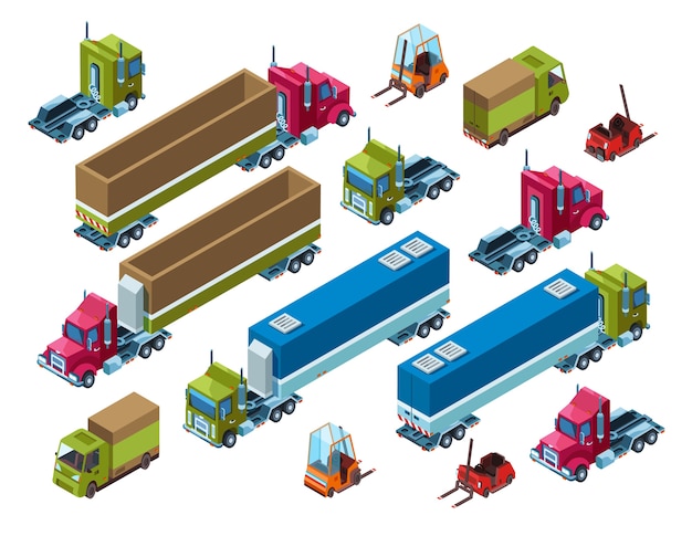 Ilustracja Transportu ładunku Izometrycznej Przyczepy Dostawy Logistyki