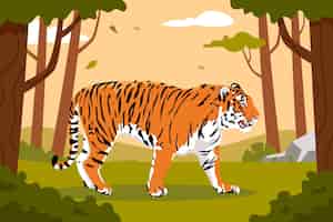 Bezpłatny wektor ilustracja tygrysa w przyrodzie