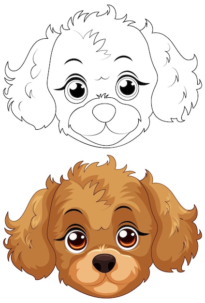 Bezpłatny wektor ilustracja uroczych twarzy psów z kreskówek