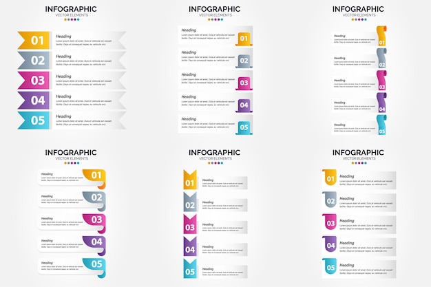 Bezpłatny wektor ilustracja wektorowa 5 kroków infografiki płaska konstrukcja dla ulotki reklamowej broszury i magazynu opakowanie 2513